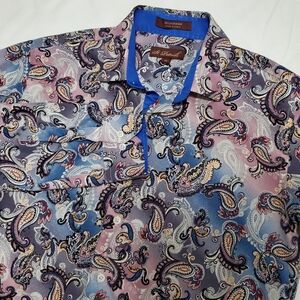 St. Patrick Long Sleeve Button Down Paisley Print Shirt Mens Medium